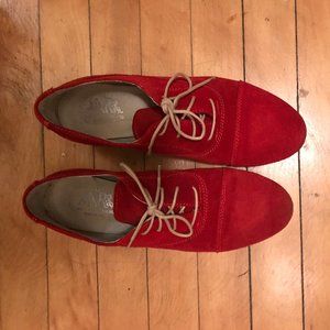 Red suede shoes made in italy